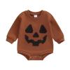 Baby Halloween Outfit Boy Girl Pumpkin Patch Sweatshirt Bubble Romper Sweater Shirt Cute Newborn Toddler Clothes 12-18 Months Funny Pumpkin Brown view 1