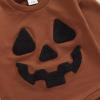 Baby Halloween Outfit Boy Girl Pumpkin Patch Sweatshirt Bubble Romper Sweater Shirt Cute Newborn Toddler Clothes 12-18 Months Funny Pumpkin Brown view 4