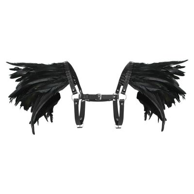 haozaikeji Gothic Natural Feather Epaulet Shrug Shoulder Strap Feather Cape Shawl Medieval Feather Cape for Carnival Cosplay