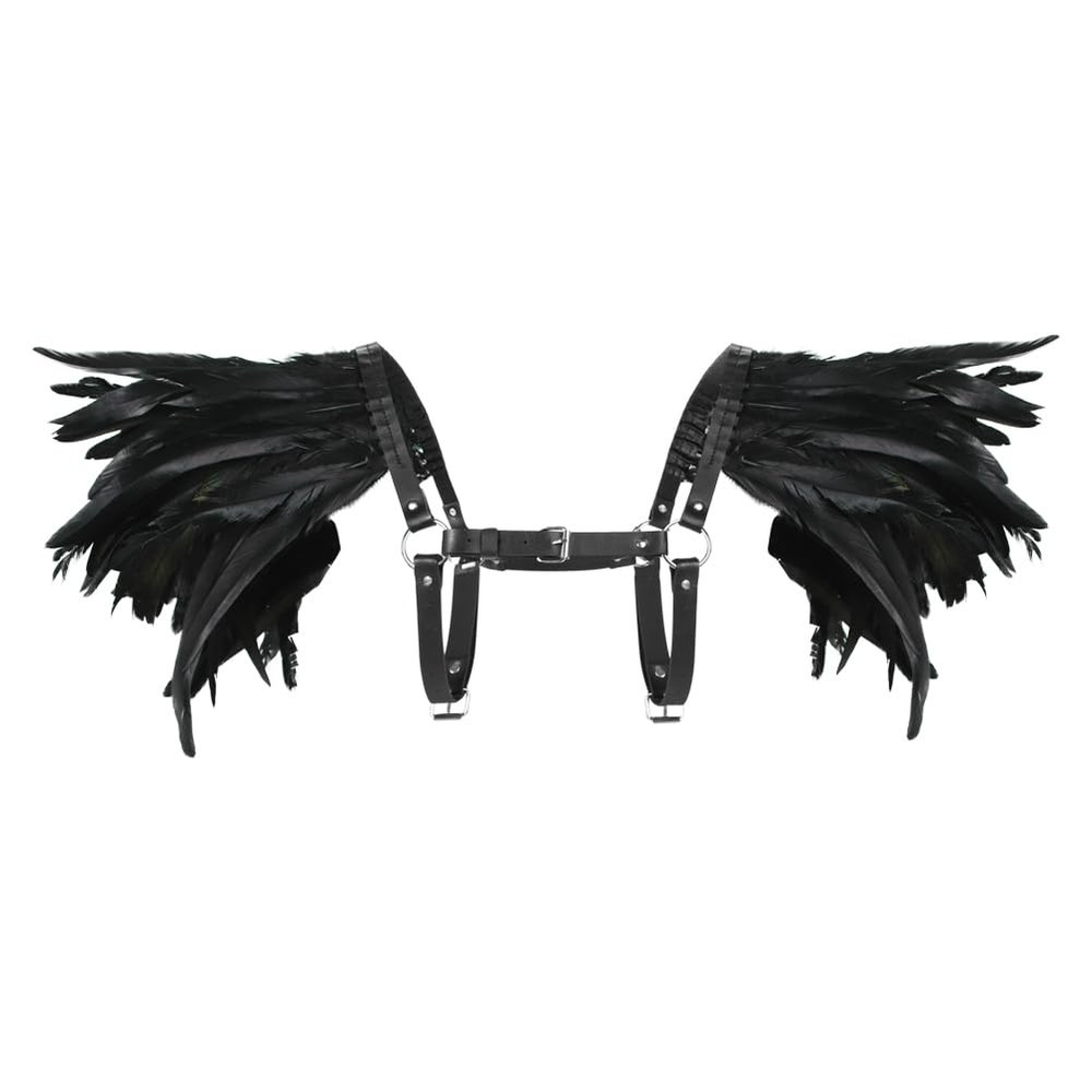 haozaikeji Gothic Natural Feather Epaulet Shrug Shoulder Strap Feather Cape Shawl Medieval Feather Cape for Carnival Cosplay