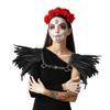 haozaikeji Gothic Natural Feather Epaulet Shrug Shoulder Strap Feather Cape Shawl Medieval Feather Cape for Carnival Cosplay view 2