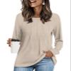Addtoo Womens 2026 Fall Tunic Plus Size Tops Casual Long Sleeve Pleated Blouse Warm Loose Tshirt XLarge Beige view 1
