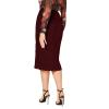 Women's Sequin Skirt High Waist Side Split Sparkly Glitter Pencil Midi Skirts Sexy Elegant Cocktail Party Skirt Wine view 4
