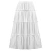 Women's Lace Embroidery Eyelet Maxi Skirt High Elastic Waisted Tiered A-Line Flowy Swing Boho Midi Long Skirts White view 2