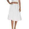 Oplxuo Women Girls Bubble Midi Skirt Low Waist Knee Length Puffy Skirts A-Line Rufle Flared Balloon Skirts White view 1