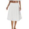 Oplxuo Women Girls Bubble Midi Skirt Low Waist Knee Length Puffy Skirts A-Line Rufle Flared Balloon Skirts White view 2