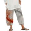 DMOYALA Capris Linen Pants for Women Ocean Japanese Art Printed Fish Red Baggy Cropped Trousers Wide Leg Elastic Waist Comfy Loose Pallazzo Pant for Beach Vacations 5XL view 1