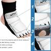 NineFit Basics Taekwondo Karate Gloves & Sparring Gear Foot Protector Set, Enhanced Protection Foot Guard and Half-Finger Glove Kit for Punch Bag Training, MMA, and Kickboxing (L), Large, White view 4