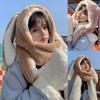caralin Fashion Teenager Cartoon Plush 3in1 Hats Gloves Scarf Suits Women Winter Outdoor Warm Students Warm Accessories Pink view 2