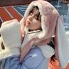 caralin Fashion Teenager Cartoon Plush 3in1 Hats Gloves Scarf Suits Women Winter Outdoor Warm Students Warm Accessories Pink view 4