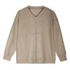Akklian Women's Zip Up Sweatshirt Jacket No Hood Long Sleeve Casual Loose Outwear with Pockets 2024 Oversized Fashion Clothes Khaki view 2