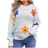 Akklian Women's Crewneck Long Sleeve Floral Printed Knitted Sweater Pullover Tops Cute Oversized Aesthetic Sweater 2024 Fall view 1