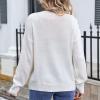 Akklian Women's Crewneck Long Sleeve Floral Printed Knitted Sweater Pullover Tops Cute Oversized Aesthetic Sweater 2024 Fall view 4
