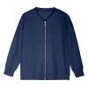 Akklian Women's Zip Up Sweatshirt Jacket No Hood Long Sleeve Casual Loose Outwear with Pockets 2024 Oversized Fashion Clothes Navy view 2
