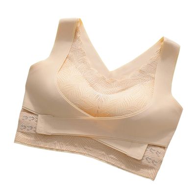 Everyday Bras for Womens Front Cross Adjustable Side Buckle Wireless Lace Bra Seamless Sports Yoga Push-up Bras