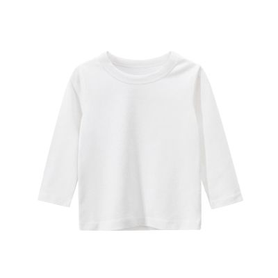 Baby Short Long Sleeve Tee Toddler Boy Girl T-Shirt Kids Solid Color Tops Solid Color Blouse (White, 6-8 Years)