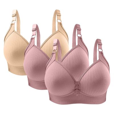 Lmdudan 3 Pcs Push Up Bras for Women Adjustable Straps Wirefree Everyday Bra Full Coverage Soft Comfy Bralette Support Bras