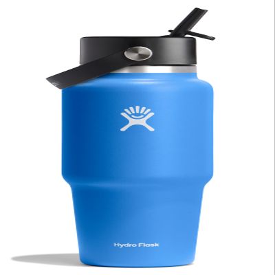 Hydro Flask Travel Water Bottle - Insulated Stainless Steel - Wide Straw Lid, Non Spill, Leakproof in 32 Oz Cascade Blue