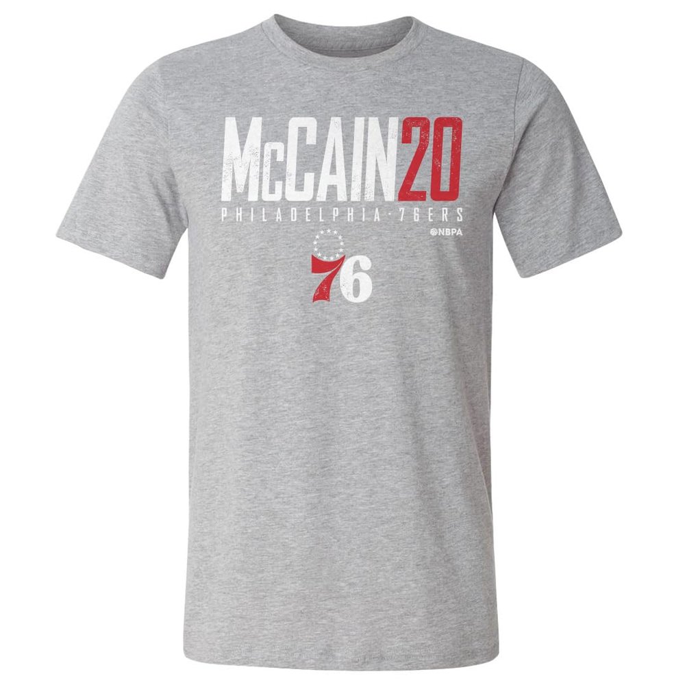 500 LEVEL Jared McCain Philadelphia 76ers Shirt - Jared McCain Philadelphia 76ers Elite WHT (Heather Gray, XXX-Large)