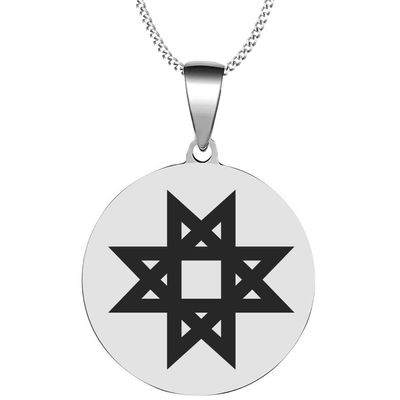 KOVEVE Latvian Auseklis Morning Star Engraved Symbol Stainless Steel Jewelry Pendant Necklace Chain, Small 30MM, Silver