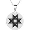 KOVEVE Latvian Auseklis Morning Star Engraved Symbol Stainless Steel Jewelry Pendant Necklace Chain, Small 30MM, Silver view 1
