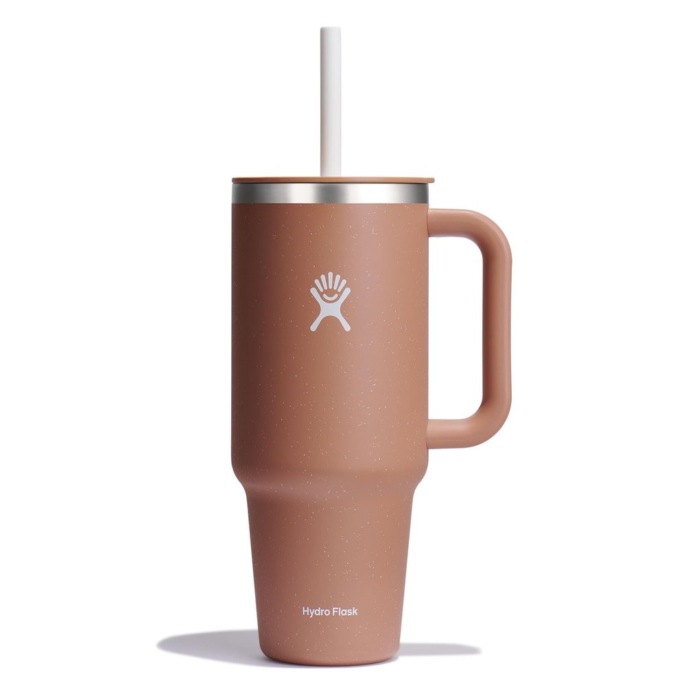 Hydro Flask 40 Oz Travel Tumbler with Handle, Lid and Straw - Insulated Stainless Steel in 40 Oz Sandy