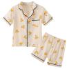 JWWN Kids Short Sleeve Pajama Set 100% Cotton Button Down Sleepwear Little Girls Boys Summer Soft Lounge Set (Cherry,6Years) view 1