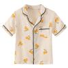 JWWN Kids Short Sleeve Pajama Set 100% Cotton Button Down Sleepwear Little Girls Boys Summer Soft Lounge Set (Cherry,6Years) view 2
