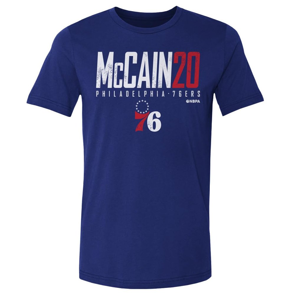 500 LEVEL Jared McCain Philadelphia 76ers Shirt - Jared McCain Philadelphia 76ers Elite WHT (Royal Blue, XXX-Large)