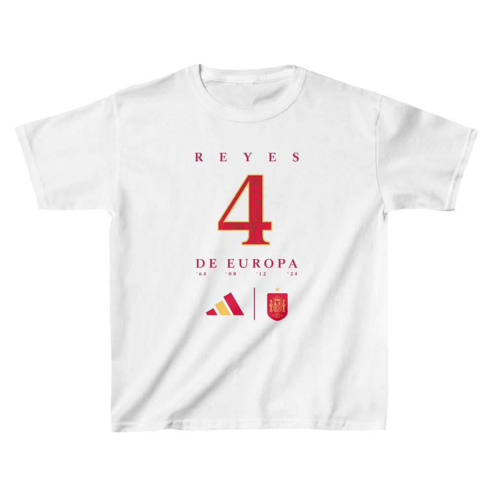 Spain Champions 2024 Kids Shirt Euro Reyes de Europa 4 Soccer Espaa Jersey Campeon Winners | Unisex T-Shirt (US, Alpha, X-Large, White)