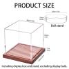 2 Pack Baseball Display Case, No Assembly Required Clear Cube Tennis Ball Holder with Solid Wooden Base, Autograph Baseball Stand Box for Single Ball view 2