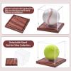 2 Pack Baseball Display Case, No Assembly Required Clear Cube Tennis Ball Holder with Solid Wooden Base, Autograph Baseball Stand Box for Single Ball view 3