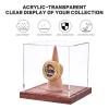 Championship Ring Display Case, No Assembly Required Clear Acrylic Single Ring Holder with Wooden Stand Base for Sports Baseball Fan UV Protection(1 Pack) view 3