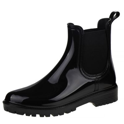 Women Rain Boots Lightweight Waterproof Fashion Booties - Low Calf Black (size 7 adults)