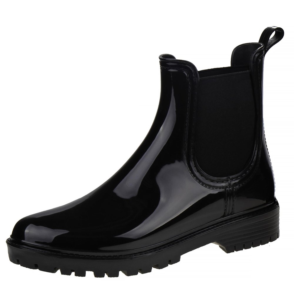 Women Rain Boots Lightweight Waterproof Fashion Booties - Low Calf Black (size 7 adults)