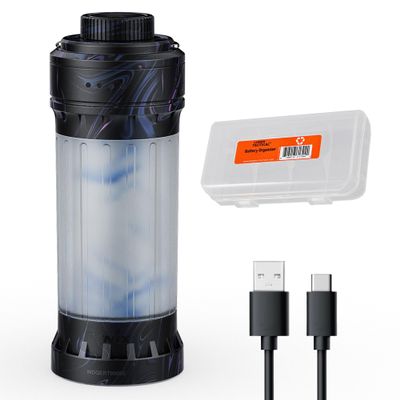 Fenix CL22R 500 Lumen Compact Lantern, USB Rechargeable and Multifunctional with Red Light and Colorful Ambient Lights for Camping, Hiking, Fishing (Polar Night Black)