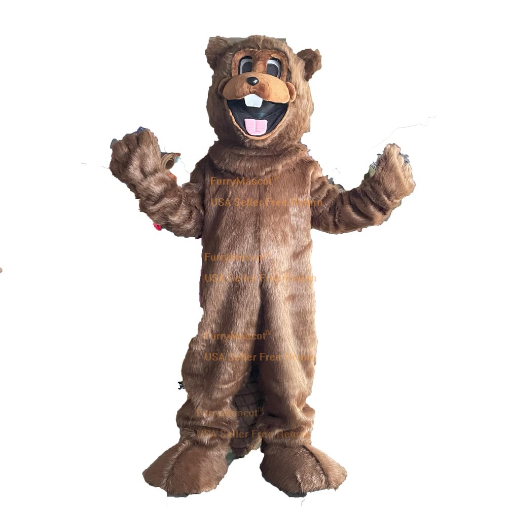 FurryMascot Beaver Otter Suit Animal Mascot Costume Party Carnival Mascotte Costumes, Large, Brown