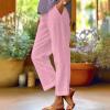 JOFOW Trousers Pants for Women Light Weight Pants for Women pantaln de lino para Mujer Wide Leg Pants Woman (Pink-B,Small) view 4