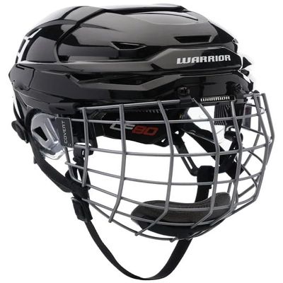 Warrior Covert CF 80 Hockey Helmet with Cage, Multi-Layer VN and Impax Foam Liner, Black (Medium 22.0" - 23.2" (56.0-59.0 cm))