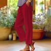 JOFOW Linen Pants Women Capris Pants for Women Wide Leg Pants Woman Lightweight Linen Pants Women (Wine-B,4X-Large) view 4