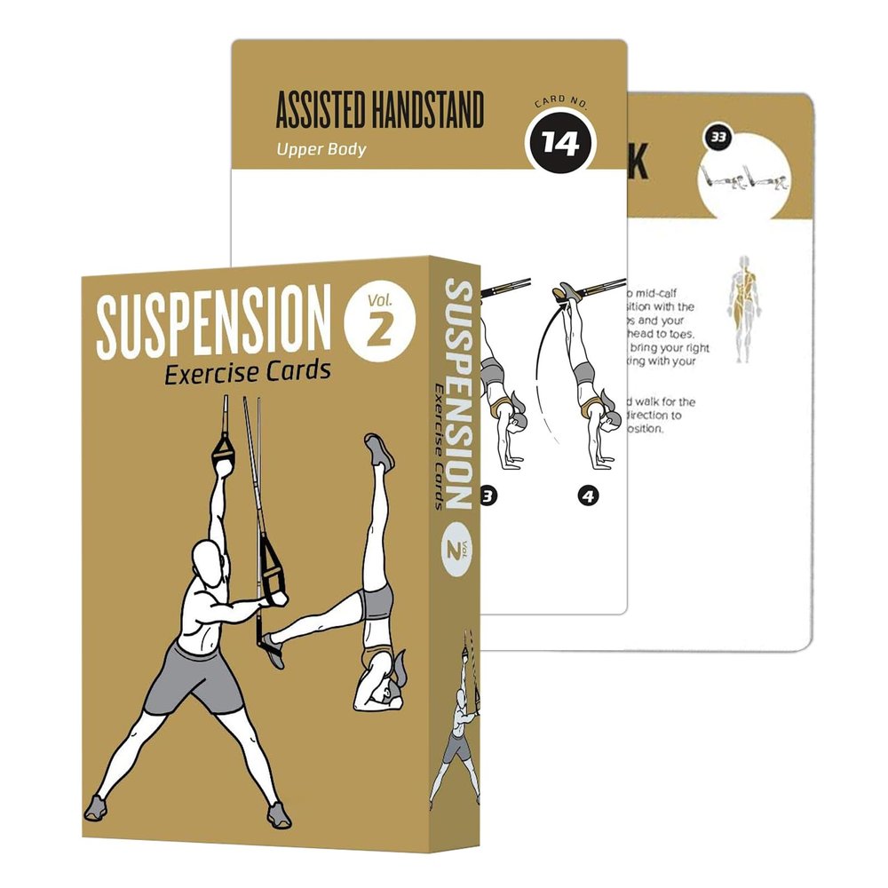 ELAORY Suspension Workout Cards, 62 Exercises Cards Deck Large Size 5" x 3.5" Fitness Cards for Women & Men, Beginner Fitness Guide to Training Exercises at Home or Gym (Suspension, Vol 2)
