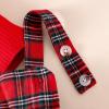 Baby Girl Fall Clothes 9-12 Months Fall Baby Girl Outfits Christmas Baby Girl Outfit Long Sleeve Ruffle Cute Romper Plaid Dress Infant Suspender Skirt Bow Headband 3 Pcs Set Red 9-12 Months view 4