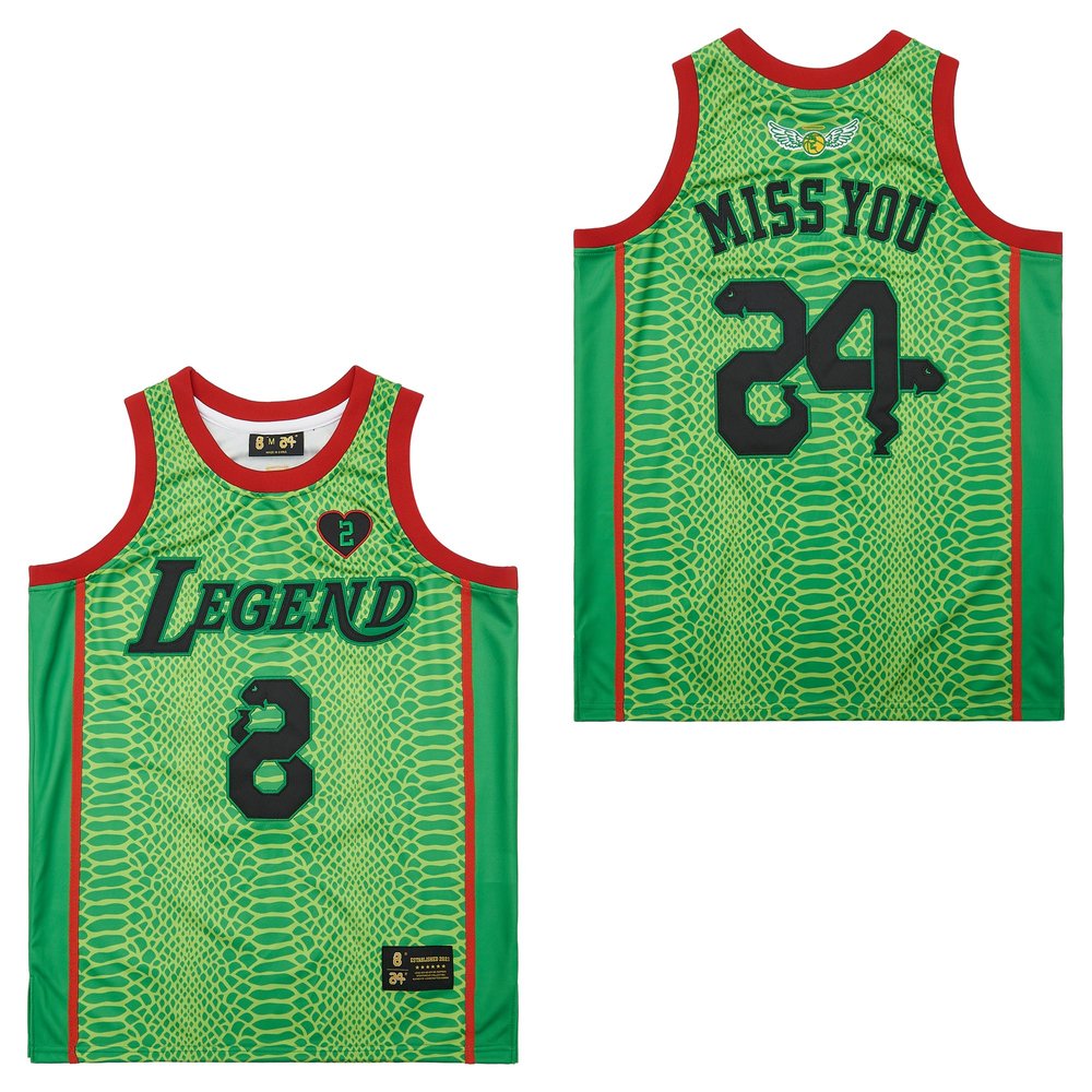 24 Mens Legend Sport Shirt,Miss You Snakeskin Hip Hop Basketball Jersey Green S
