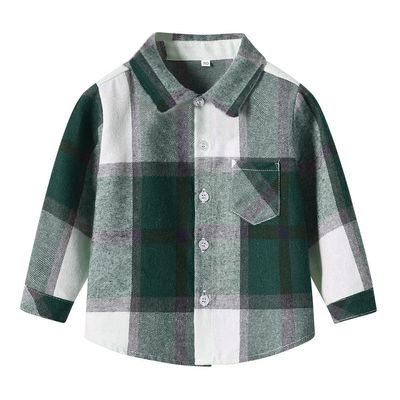 Baby Boys Flannel Shirt Toddler Long Sleeve Button Down Buffalo Plaid Shirt Little Boys Kids Fall Casual Flannel Shacket Dark Green Thin Design 4-5 Years
