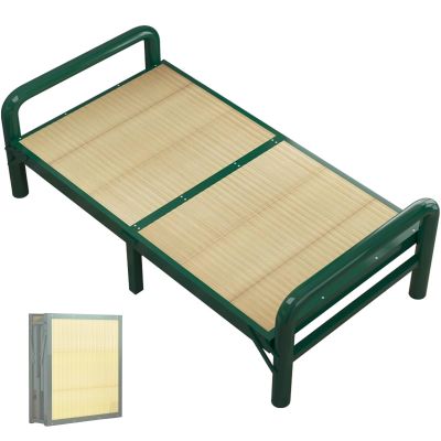 Bamboo Folding Sleeping Bed, Foldaway Hard Beds, Single Nap Cot Rollaway Guest Room Cots Minimalist Fold Platform Bed, No Assembly Required, Stable Quality(192 * 95 * 56.5cm)