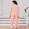 Ekouaer Womens Waffle Knit Pajamas Long Sleeve Lounge Set Button-Down Pjs Loungewear with Pockets Light Pink XXL view 2
