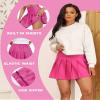 Tivifox Pleated Skorts for Kids Girls A-Line Golf Skirt with Shorts Cheerleader Uniform Dress Summer Workout Golf Skirts 14 Rose Red view 2