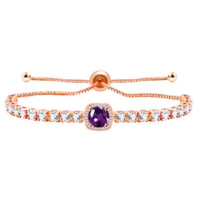 Oneress Purple Cubic Zirconia Tennis Bracelet Exquisite Dance Costumes and Accessories Wedding Bracelet YA4536 (Rose Gold-Purple)
