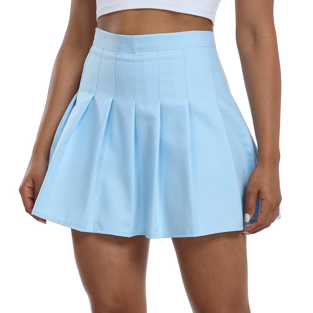 Tivifox Girls Pleated Skirt Tennis Golf Skorts High Waist Mini Skirts School Uniform Sky Blue Athletic Skirt with Shorts 8