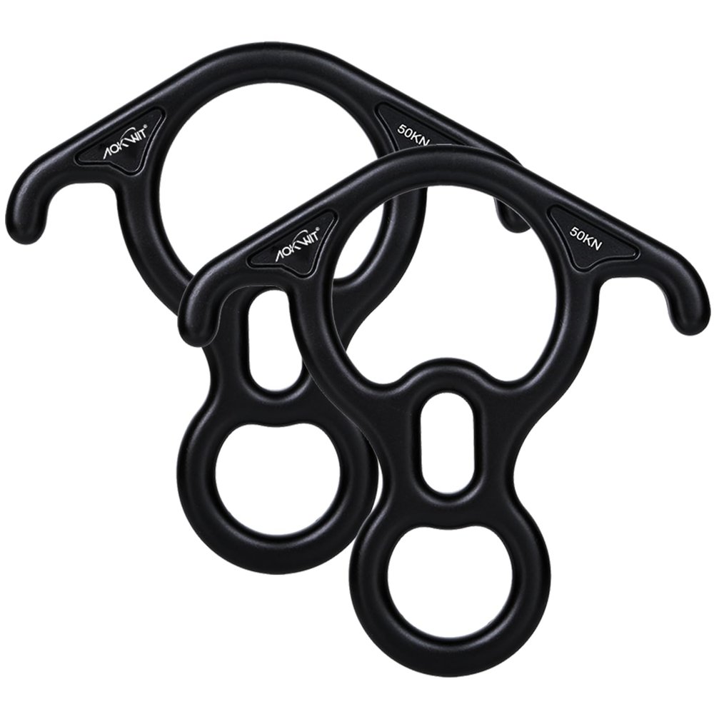 50KN Rescue Figure, 8 Descender Large Bent-Ear Belaying and Rappelling Gear Belay Device Climbing for Rock Climbing Peak Rescue 7075 Aluminum Alloy